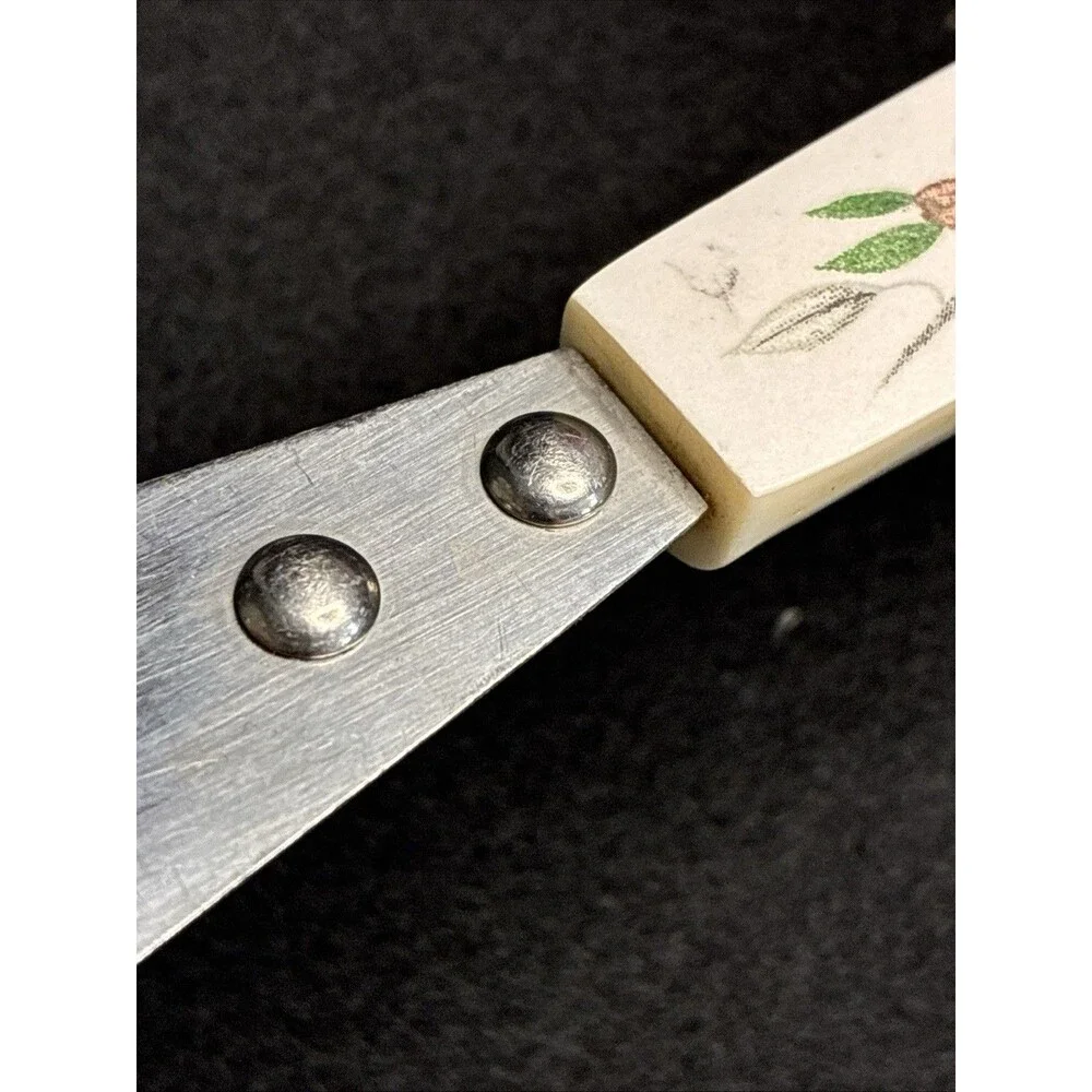 Vintage Peach Floral Icing Spreader Spatula Stainless Steel Household Japan MCM